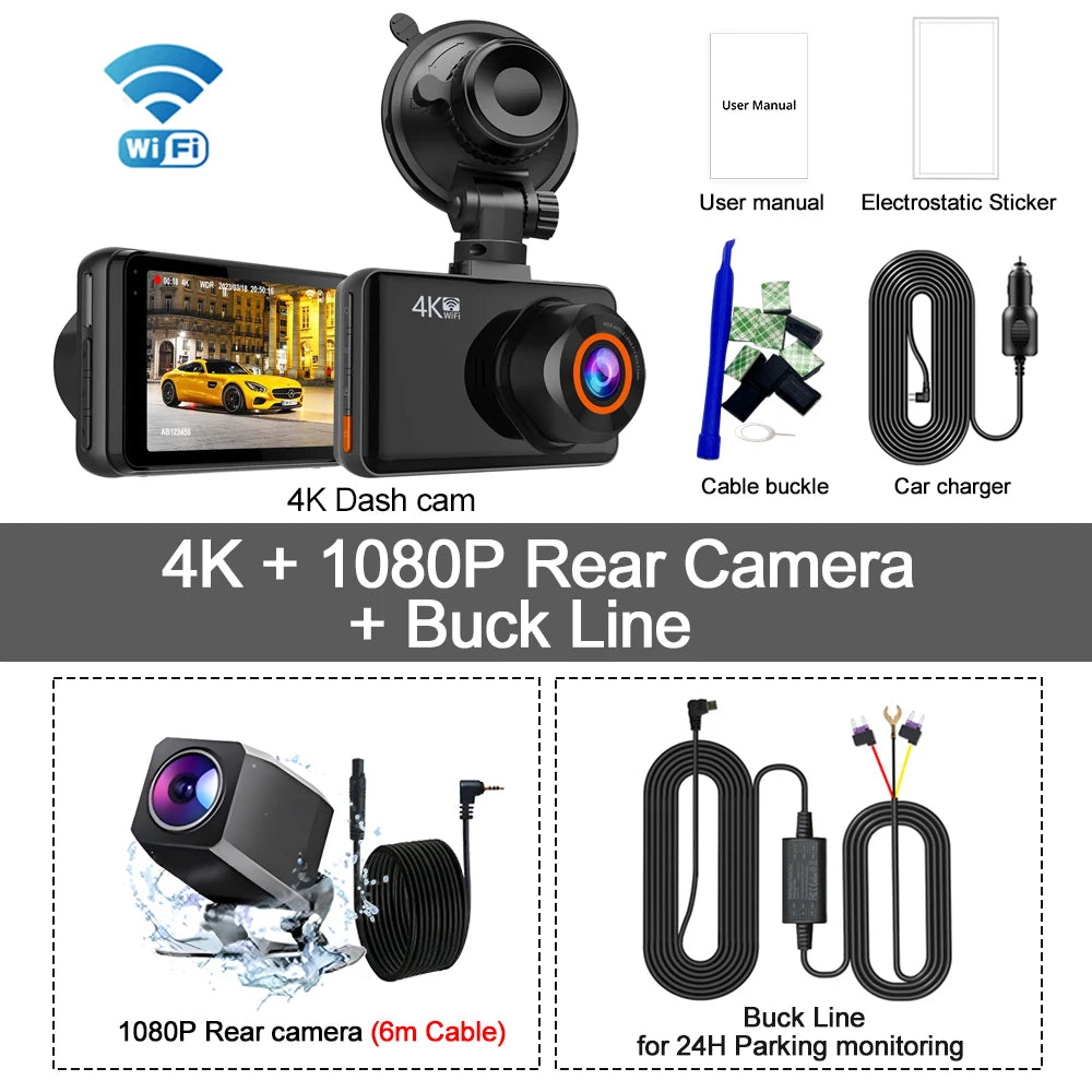 Soam View 4K: cámara de tablero dual con WiFi y monitor 24 horas