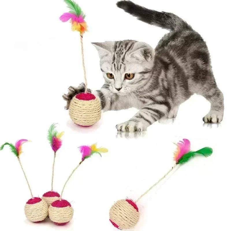 Scratch &amp; Play : Jouet pour chat en sisal avec plumes