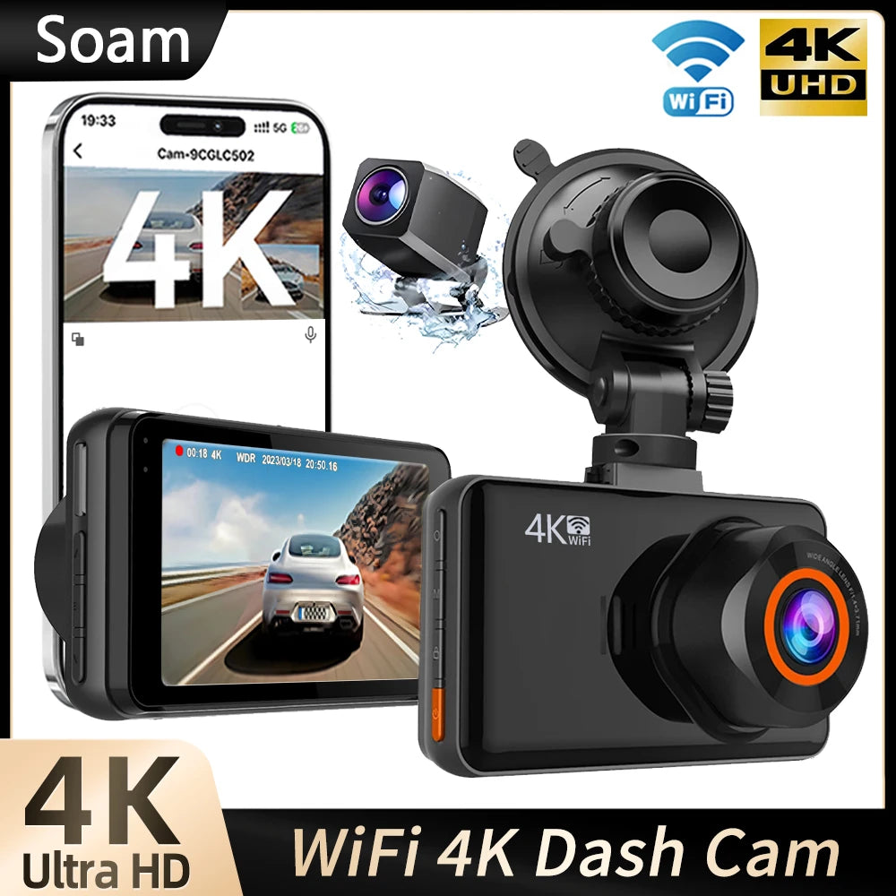 Soam View 4K: cámara de tablero dual con WiFi y monitor 24 horas